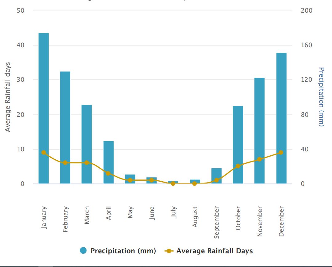 Gauteng historic rainfall data 